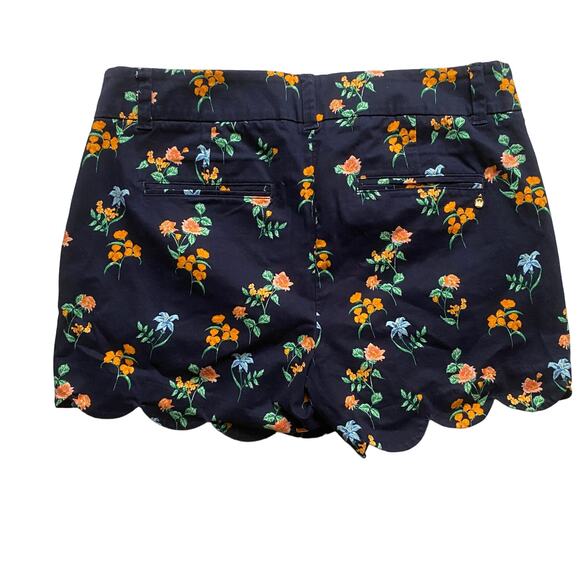 Crown & Ivy Womens Shelby Floral Printed Scalloped Hem Shorts Navy Blue Size 6 - Picture 3 of 9
